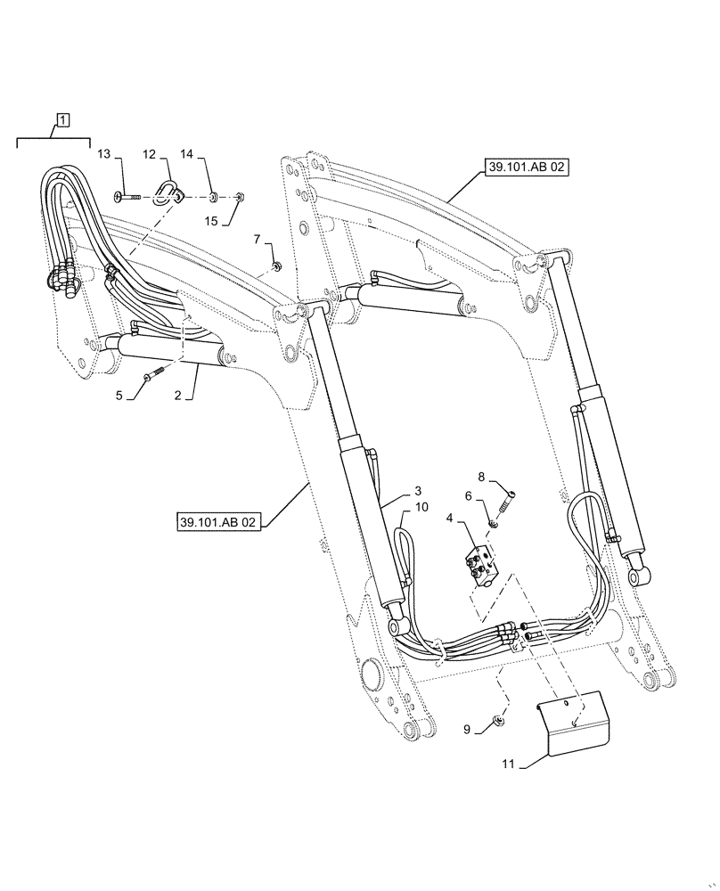 Схема запчастей Case IH L565 - (35.100.BI[01]) - HYDRAULIC CYLINDER - MECHANICAL SELF LEVELING (35) - HYDRAULIC SYSTEMS