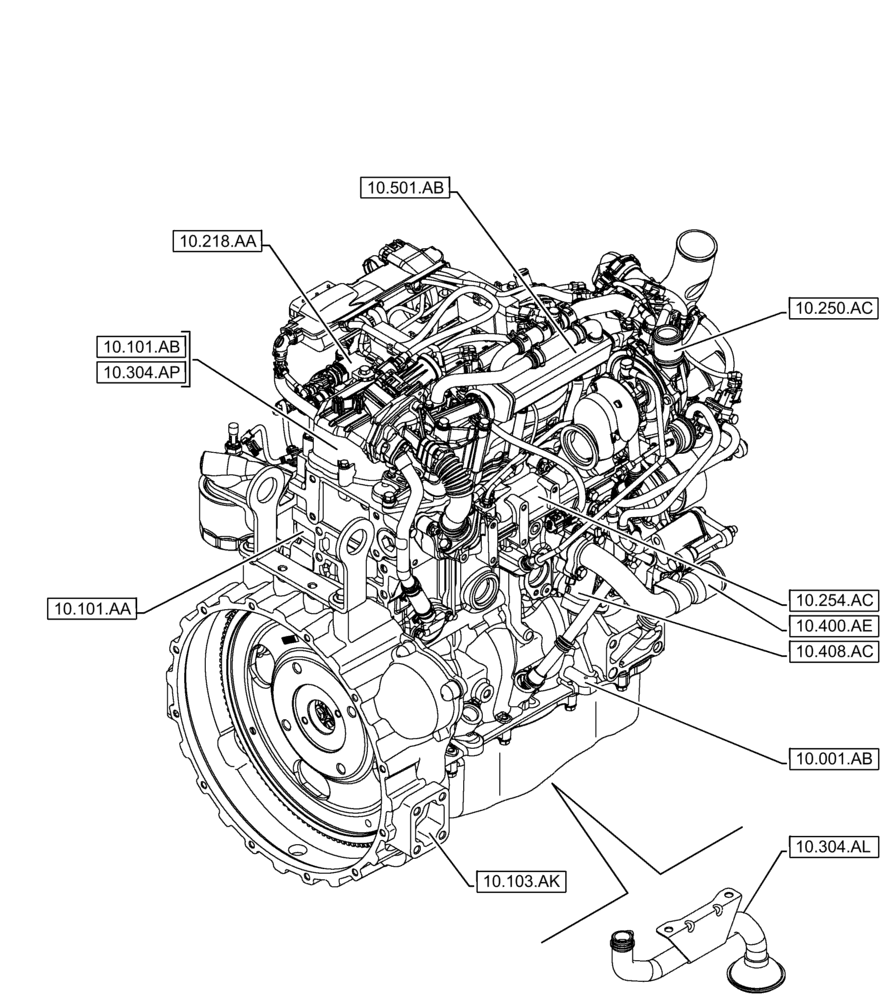 Схема запчастей Case IH F5BFL413D C001 - (10.000.00[02]) - SECTION INDEX - ENGINE (10) - ENGINE