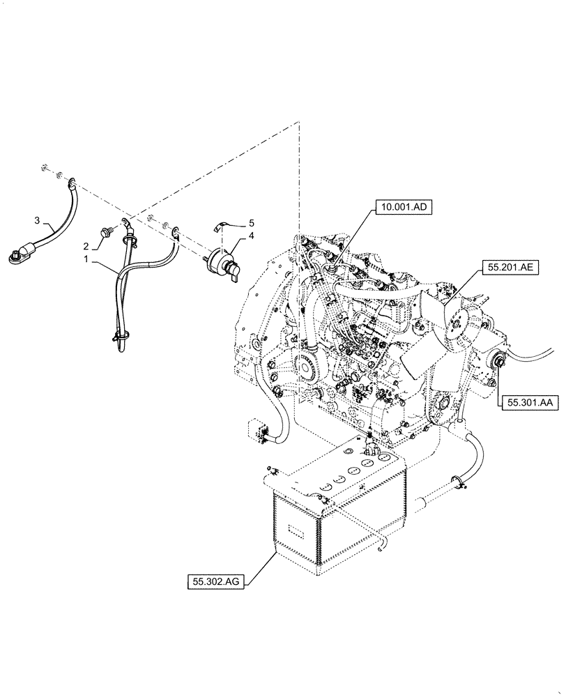 Схема запчастей Case IH TR310 - (55.302.AI) - BATTERY DISCONNECT (55) - ELECTRICAL SYSTEMS