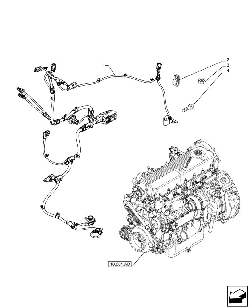 Схема запчастей Case IH F2CFE613E B006 - (55.010.AA) - ENGINE, CABLE (55) - ELECTRICAL SYSTEMS