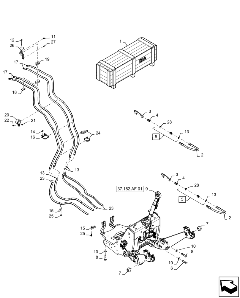 Схема запчастей Case IH MAGNUM 340 - (88.100.37[10]) - DIA KIT, FRONT HITCH ONLY, STANDARD AXLE (88) - ACCESSORIES