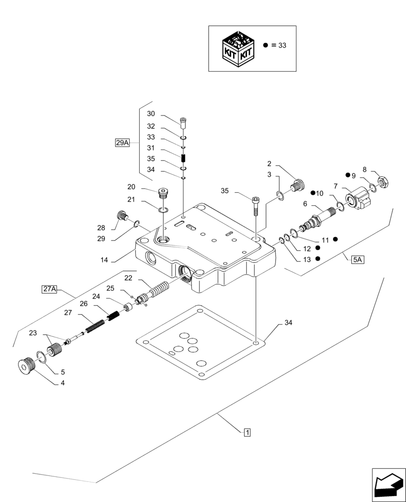 Схема запчастей Case IH MAGNUM 235 - (21.135.AQ[02]) - VALVE ASSY, INCHING (21) - TRANSMISSION