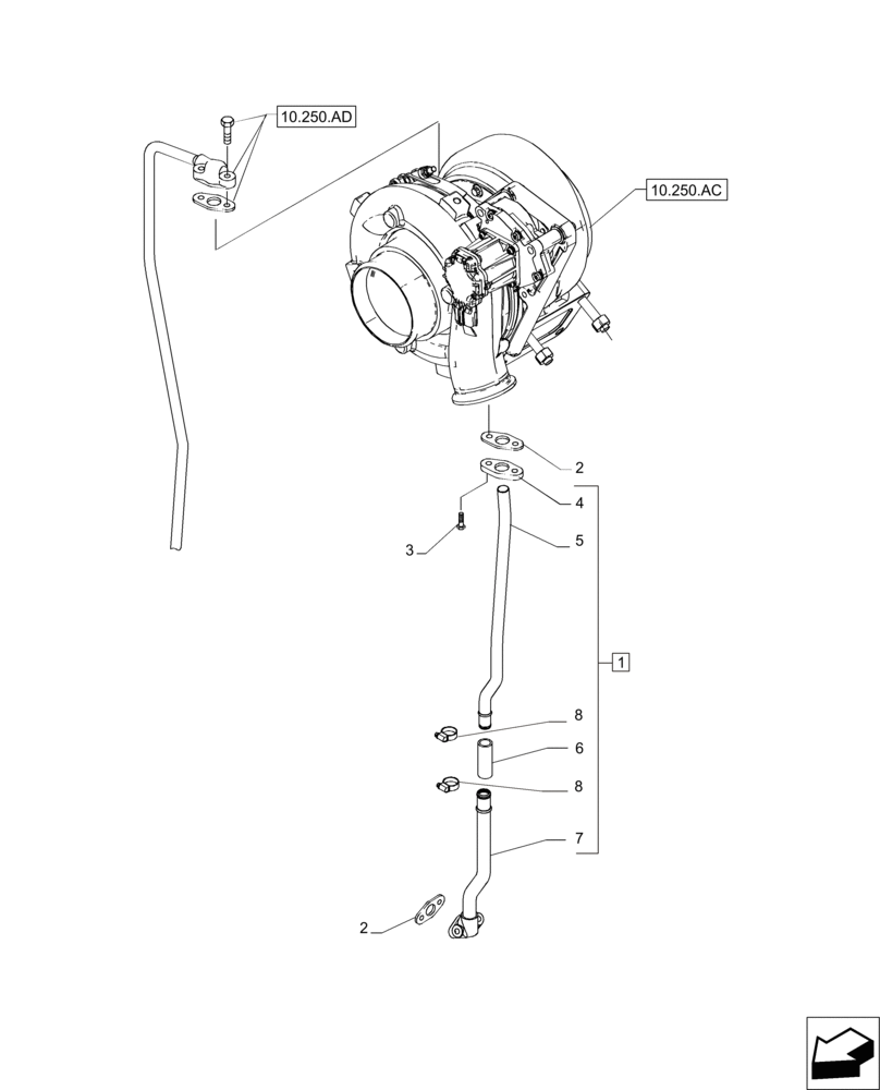 Схема запчастей Case IH MAGNUM 235 - (10.250.AE) - OIL PUMP PIPING (10) - ENGINE