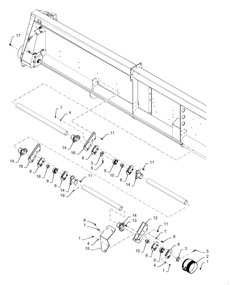 Схема запчастей Case IH 4416-30 - (58.100.AH[01]) - DRIVE, HEADER ASSY, REAR LH, NON-CHOPPING (58) - ATTACHMENTS/HEADERS