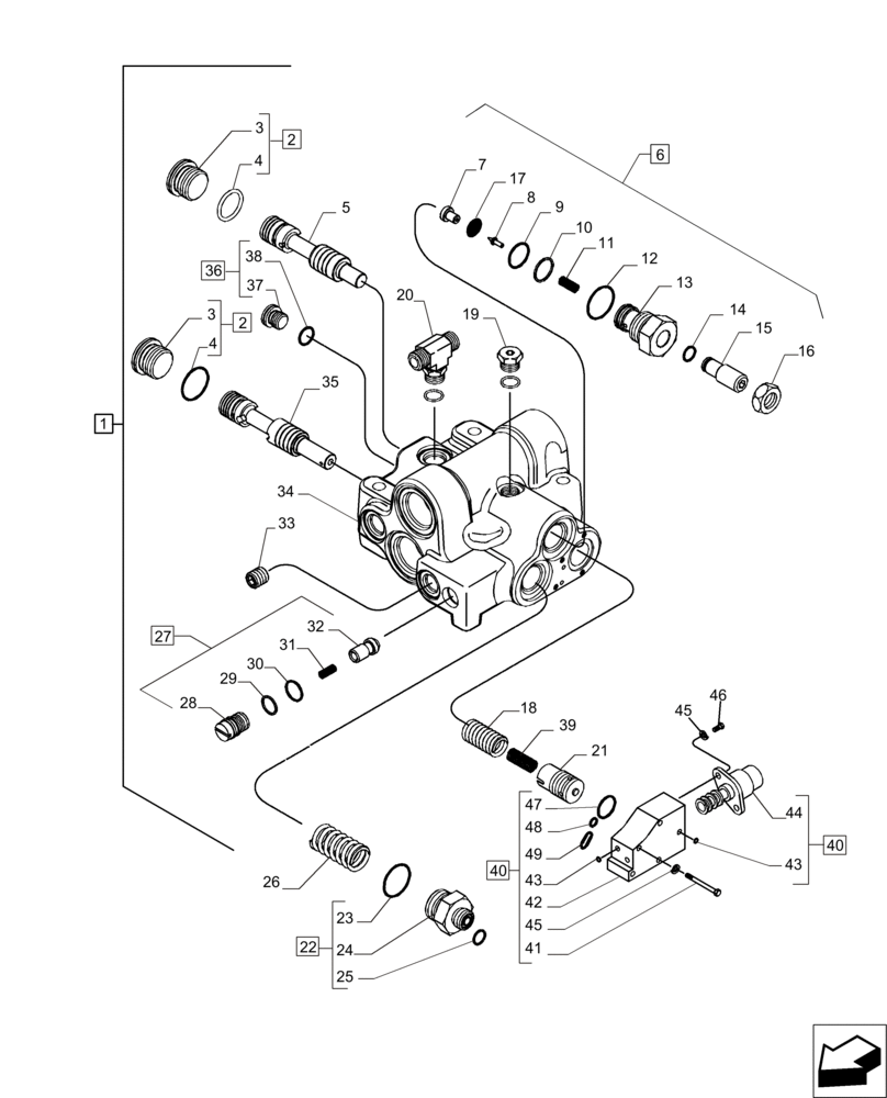 Схема запчастей Case IH MAGNUM 235 - (41.200.BY[02]) - PRIORITY & REGULATOR VALVE ASSEMBLY (41) - STEERING