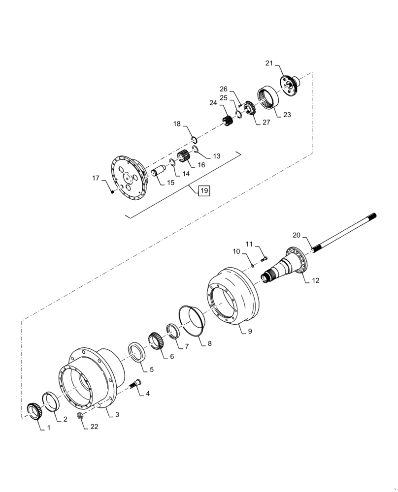 Схема запчастей Case IH TITAN 4520 - (04-010) - REAR AXLE HUB Frame & Suspension