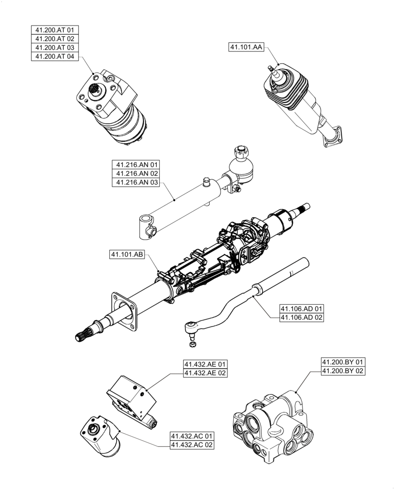 Схема запчастей Case IH MAGNUM 235 - (41.000.00) - PICTORIAL INDEX - STEERING (41) - STEERING
