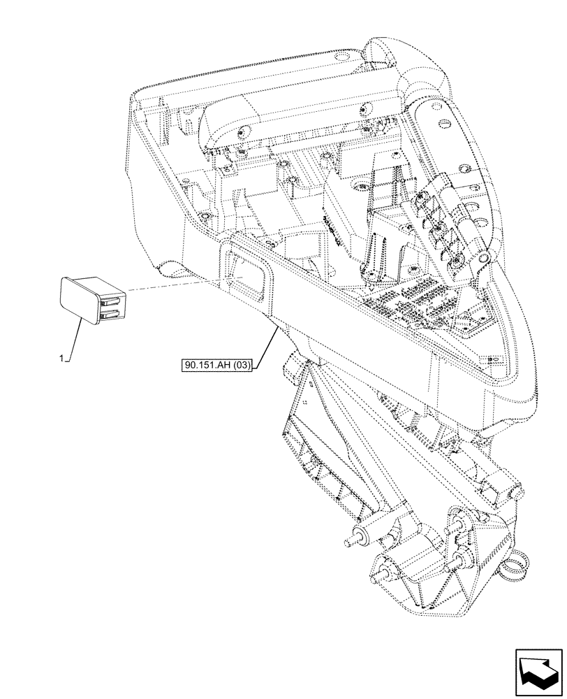 Схема запчастей Case IH MAXXUM 115 - (90.151.AH[06]) - VAR - 390019 - GARU ARMREST, COVER (90) - PLATFORM, CAB, BODYWORK AND DECALS