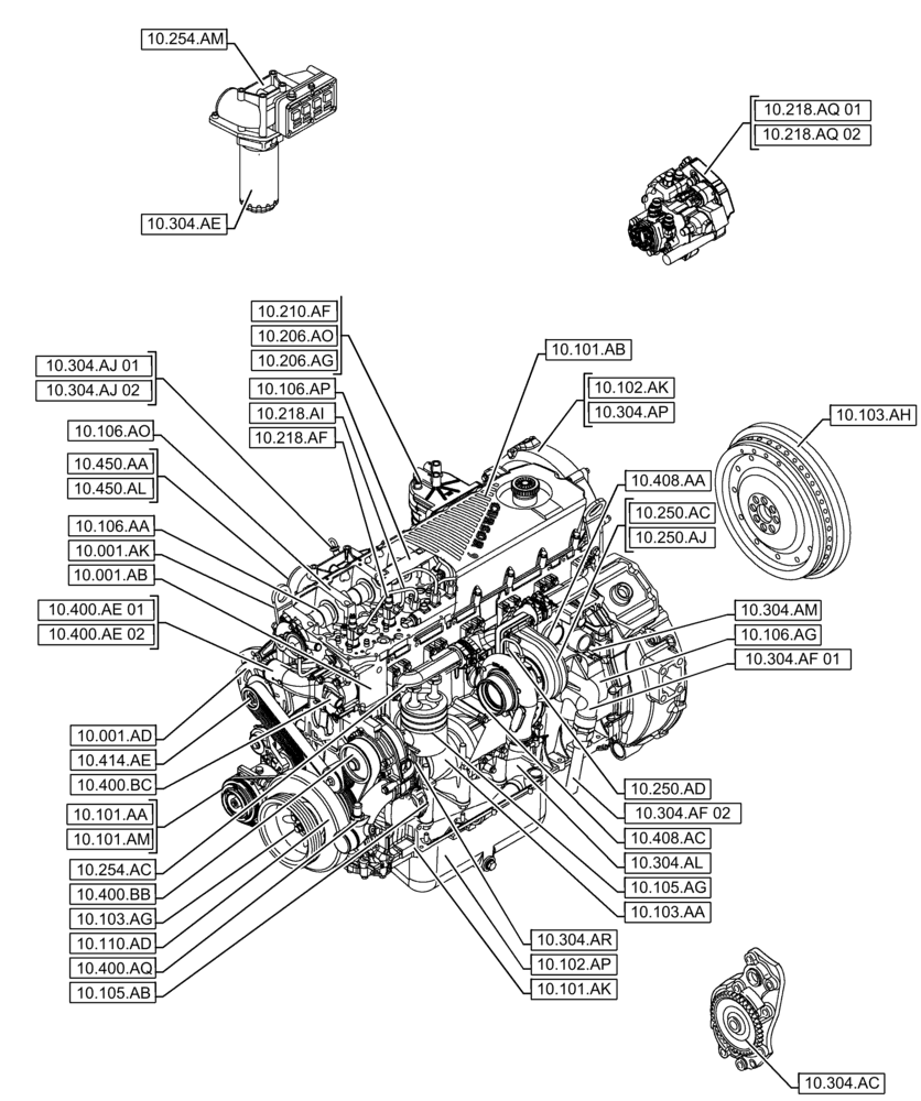 Схема запчастей Case IH F2CFE613A B006 - (10.000.00) - SECTION INDEX - ENGINE (10) - ENGINE