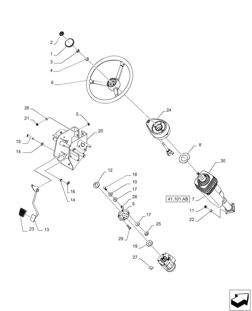 Схема запчастей Case IH MAGNUM 235 - (41.101.AA) - STEERING WHEEL & COLUMN (41) - STEERING