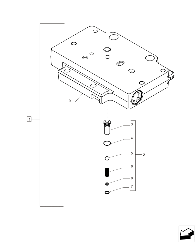 Схема запчастей Case IH MAGNUM 235 - (35.310.AC[02]) - PLATE ASSEMBLY, VALVE MOUNTING, TOP (35) - HYDRAULIC SYSTEMS