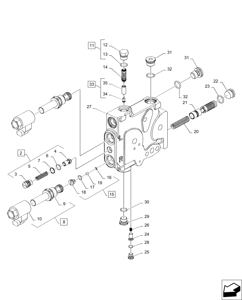 Схема запчастей Case IH MAGNUM 235 - (35.204.BE[02]) - VALVE ASSEMBLY, HITCH (35) - HYDRAULIC SYSTEMS