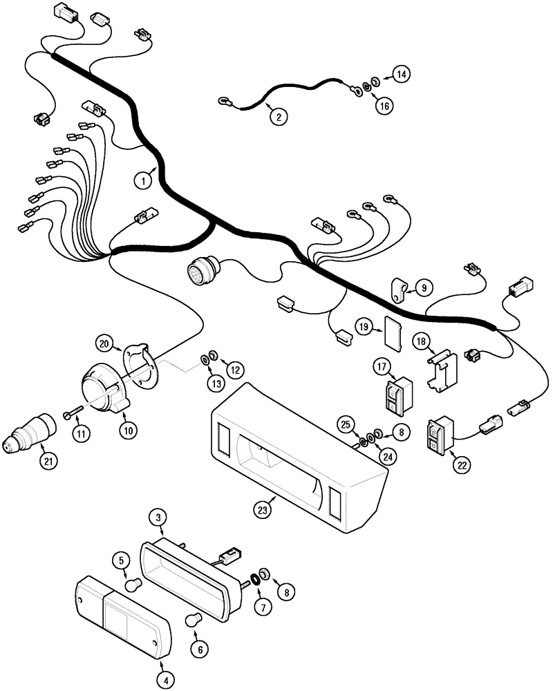 Схема запчастей Case IH MX150 - (04-07) - HARNESS REAR FENDER (55) - ELECTRICAL SYSTEMS