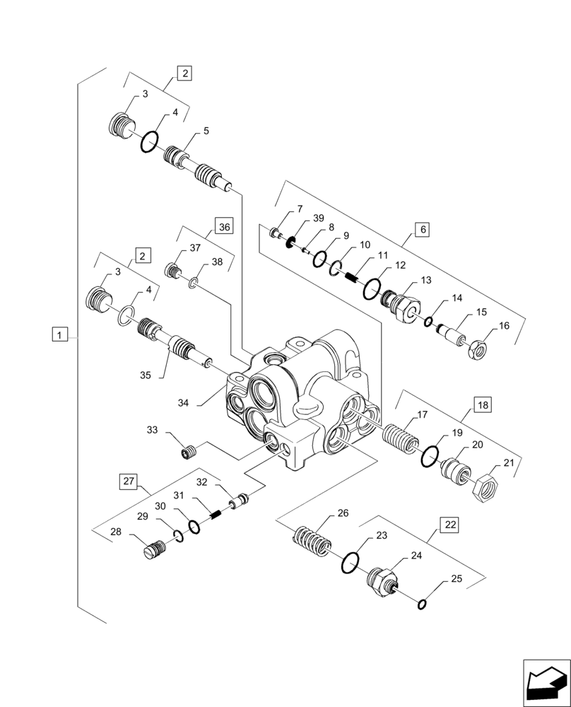 Схема запчастей Case IH MAGNUM 235 - (41.200.BY[01]) - PRIORITY & REGULATOR VALVE ASSEMBLY (41) - STEERING