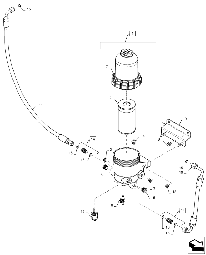 Схема запчастей Case IH MAGNUM 310 - (10.206.AF[02]) - VAR - 420815 - FUEL FILTER/WATER SEPARATOR - SEVERE DUTY (10) - ENGINE