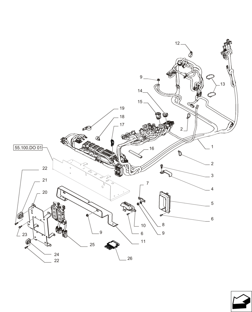 Схема запчастей Case IH MAGNUM 235 - (55.100.DO[02]) - ELECTRICAL COMPONENT MOUNTING (55) - ELECTRICAL SYSTEMS