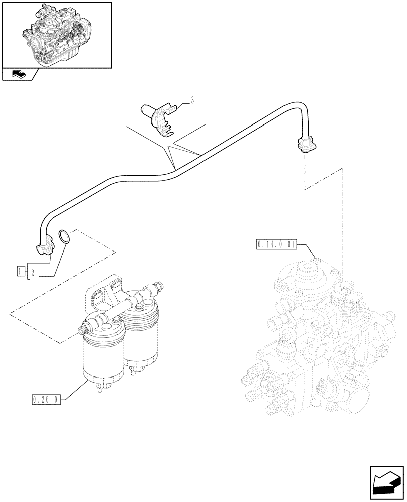 Схема запчастей Case IH F4GE9684R J602 - (0.20.3) - PIPING - FUEL (504362726) 