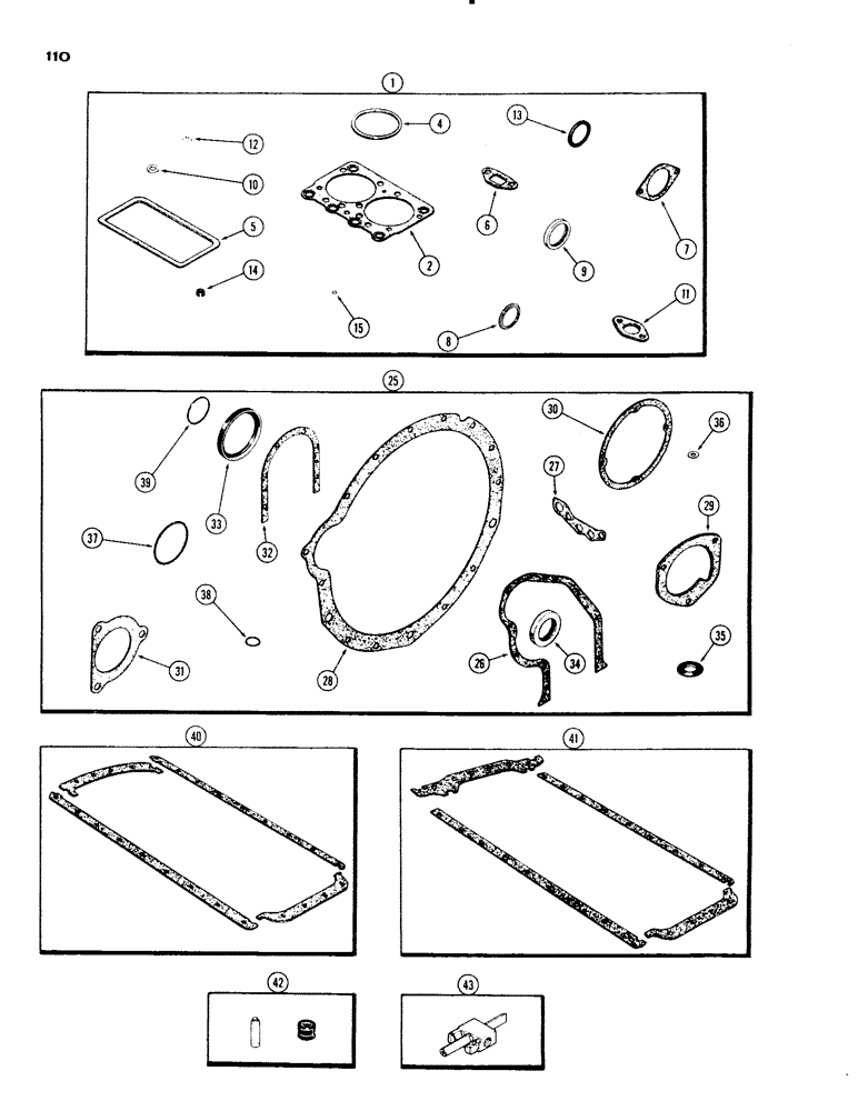 Схема запчастей Case IH 830-SERIES - (110) - ENGINE GASKET KITS, MODEL 830, 284 SPARK IGNITION ENGINE (02) - ENGINE