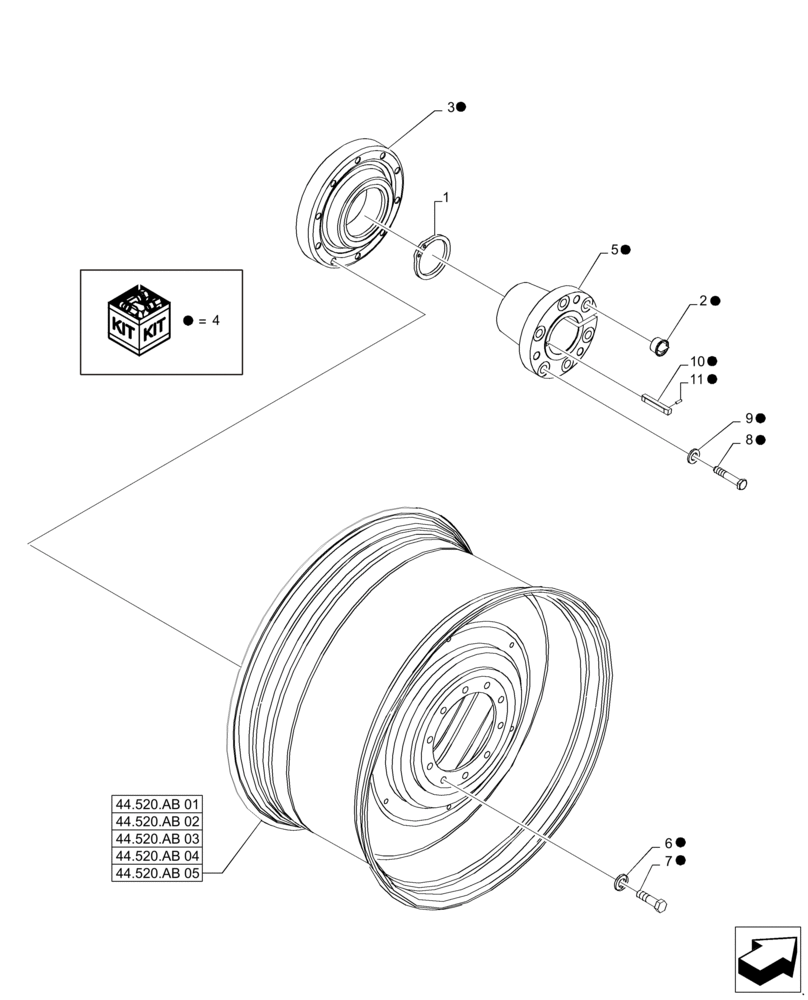 Схема запчастей Case IH MAGNUM 235 - (88.044.01[01]) - HUB ASSEMBLY, REAR WHEEL (88) - ACCESSORIES