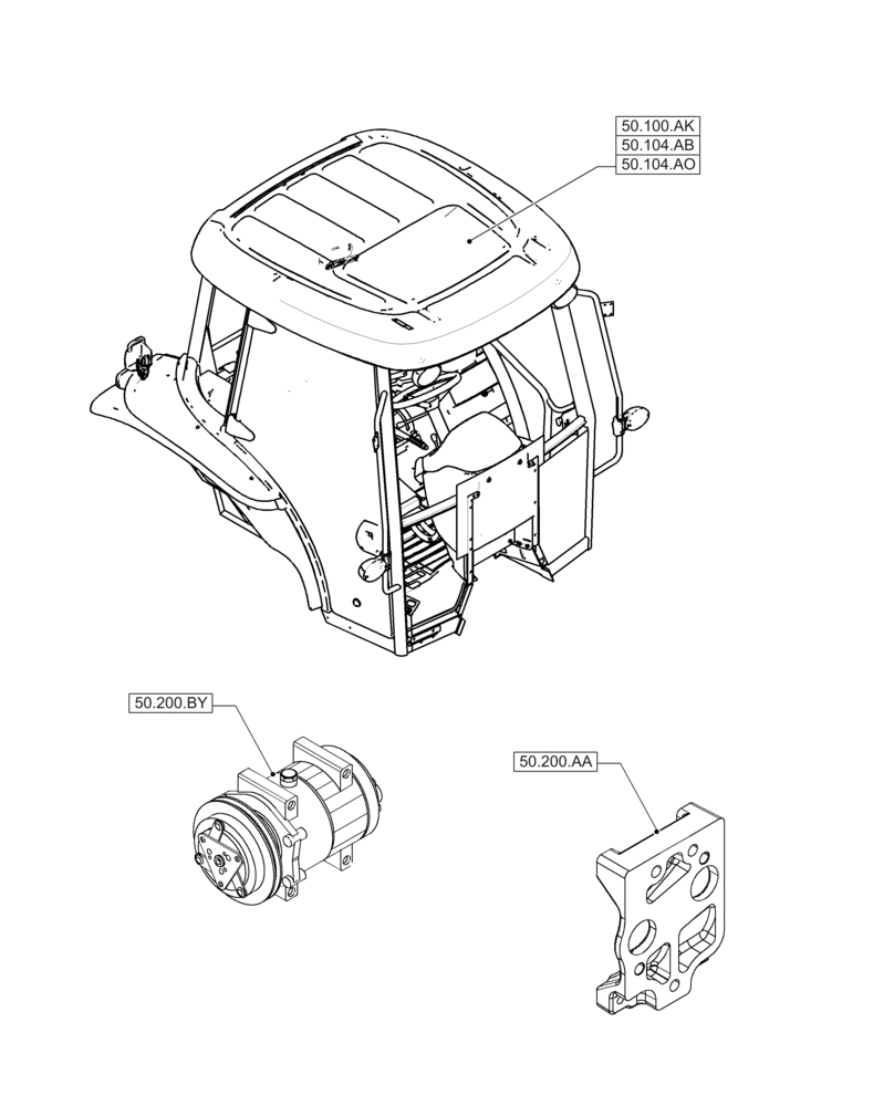 Схема запчастей Case IH MAGNUM 235 - (50.000.00) - PICTORIAL INDEX - CAB CLIMATE CONTROL (50) - CAB CLIMATE CONTROL