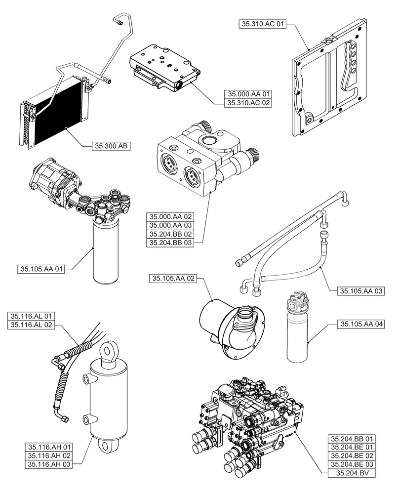 Схема запчастей Case IH MAGNUM 235 - (35.000.00) - PICTORIAL INDEX - HYDRAULIC SYSTEMS (35) - HYDRAULIC SYSTEMS