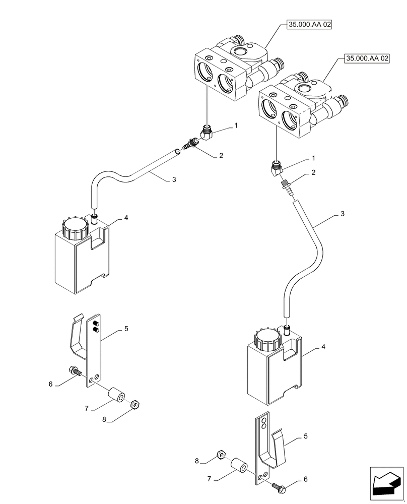 Схема запчастей Case IH MAGNUM 235 - (35.000.AA[03]) - HYDRAULIC SYSTEM, COUPLER SPILLAGE (35) - HYDRAULIC SYSTEMS