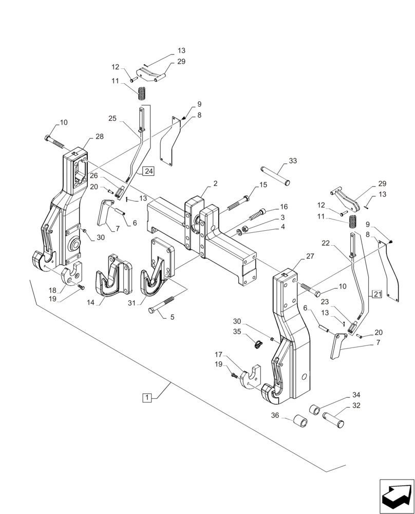 Схема запчастей Case IH MAGNUM 235 - (37.120.AW[02]) - QUICK HITCH COUPLER, CONVERTIBLE, CATEGORY III / IV-N (37) - HITCHES, DRAWBARS & IMPLEMENT COUPLINGS