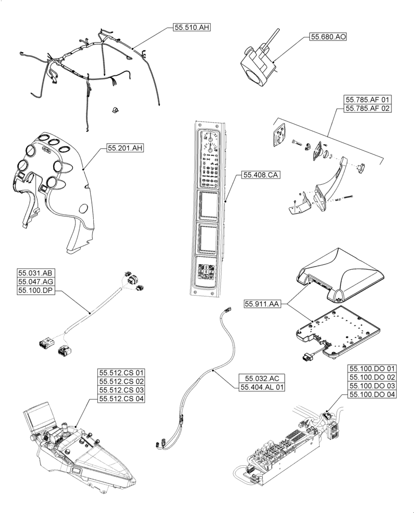 Схема запчастей Case IH MAGNUM 235 - (55.000.00[01]) - PICTORIAL INDEX - ELECTRICAL SYSTEMS (55) - ELECTRICAL SYSTEMS