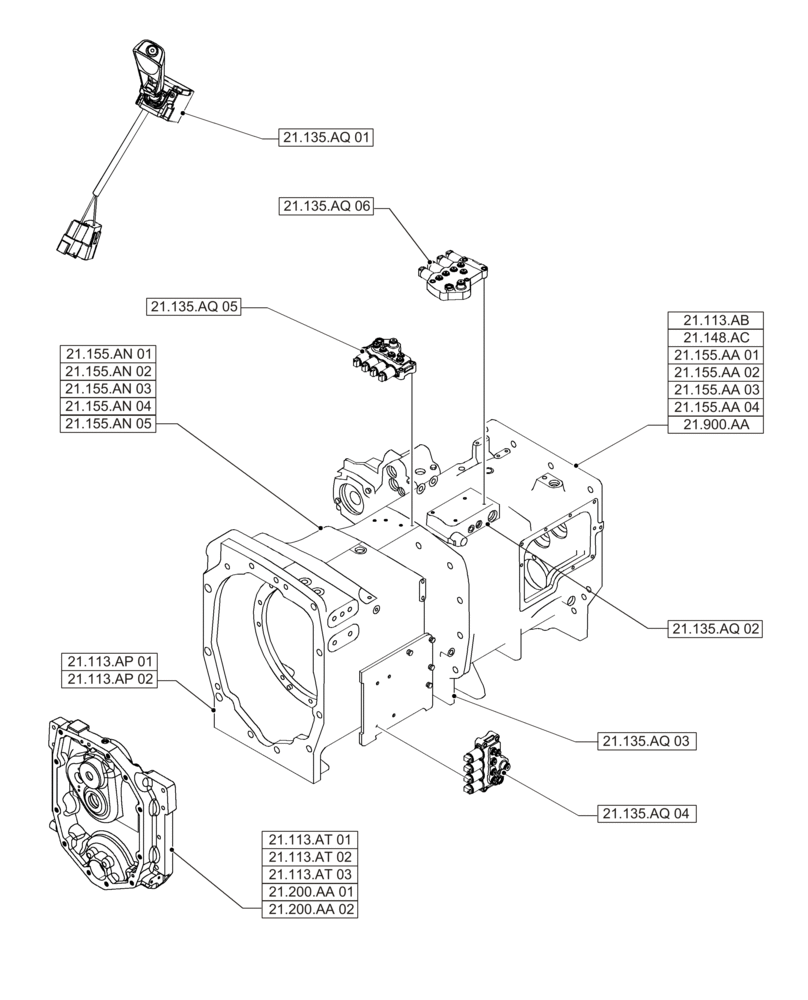 Схема запчастей Case IH MAGNUM 235 - (21.000.00) - PICTORIAL INDEX - TRANSMISSION (21) - TRANSMISSION