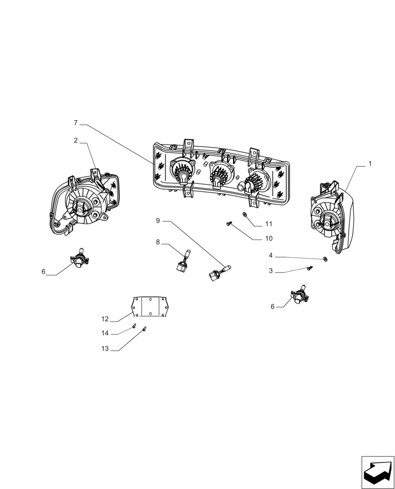 Схема запчастей Case IH MAGNUM 235 - (55.404.AL[02]) - HEADLAMPS (55) - ELECTRICAL SYSTEMS