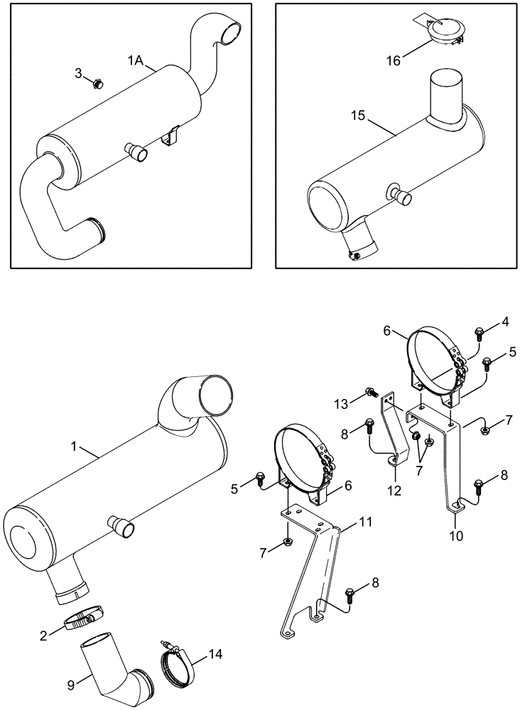 Схема запчастей Case IH 2388 - (02-14) - EXHAUST SYSTEM - MUFFLER (01) - ENGINE