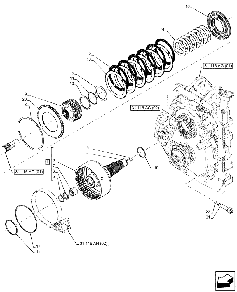 Схема запчастей Case IH MAXXUM 145 - (31.116.AH[01]) - VAR - 390801, 744740, 758436, 758437, 758439, 758440 - PTO CLUTCH (PTO 540/540E/1000 RPM) (31) - IMPLEMENT POWER TAKE OFF