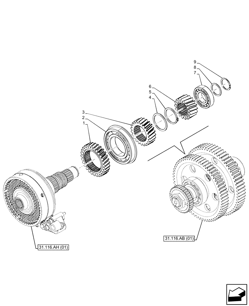 Схема запчастей Case IH MAXXUM 135 - (31.116.AC[02]) - VAR - 390801, 744740, 758436, 758437, 758439, 758585, 758586, 758587 - PTO, DRIVE SHAFT (PTO 540/540E/1000 RPM) (31) - IMPLEMENT POWER TAKE OFF