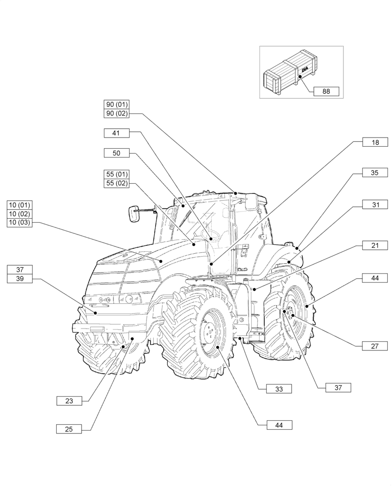 Схема запчастей Case IH MAGNUM 235 - (00.000.00) - MAIN SECTIONS (00) - GENERAL & PICTORIAL INDEX