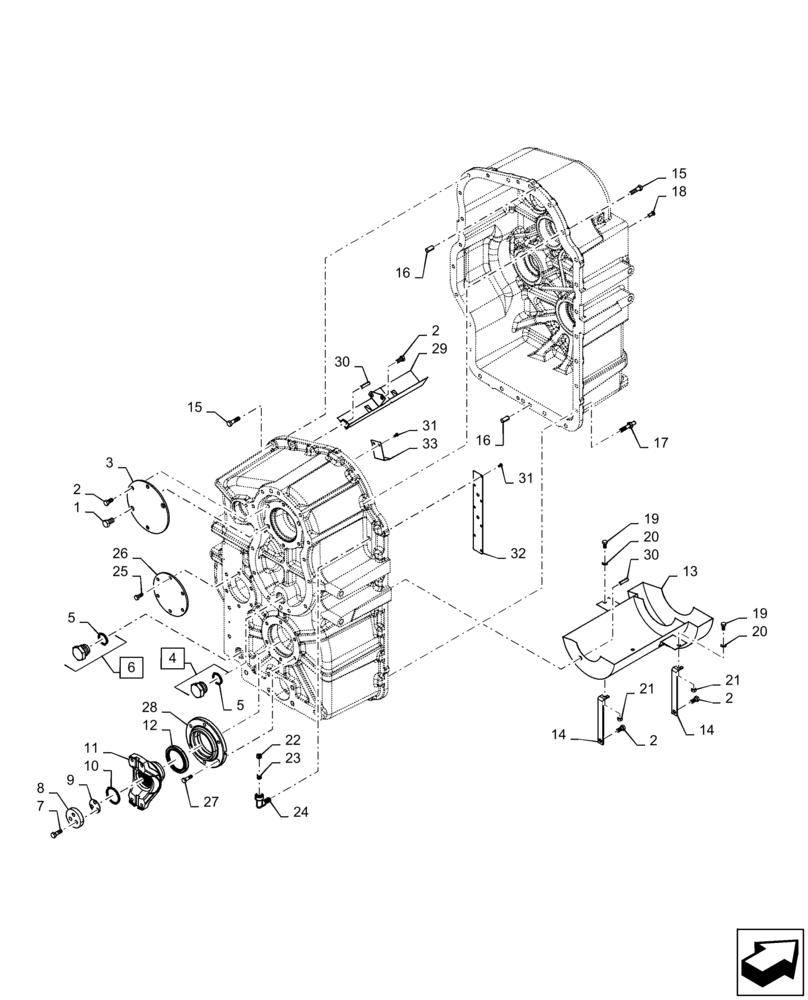 Схема запчастей Case IH QUADTRAC 370 - (21.113.AD[08]) - TRANSMISSION REAR YOKE, PS4, 8C, 370, 420, 470, ASN ZFF308001 (21) - TRANSMISSION