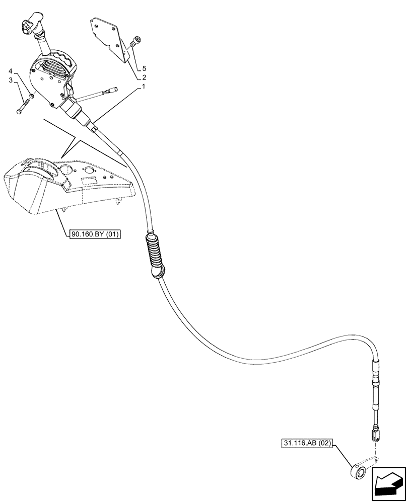 Схема запчастей Case IH MAXXUM 115 - (31.101.AC[02]) - VAR - 390801, 758436, 758437 - PTO, CONTROL LEVER (1000E/1000/540E) (31) - IMPLEMENT POWER TAKE OFF