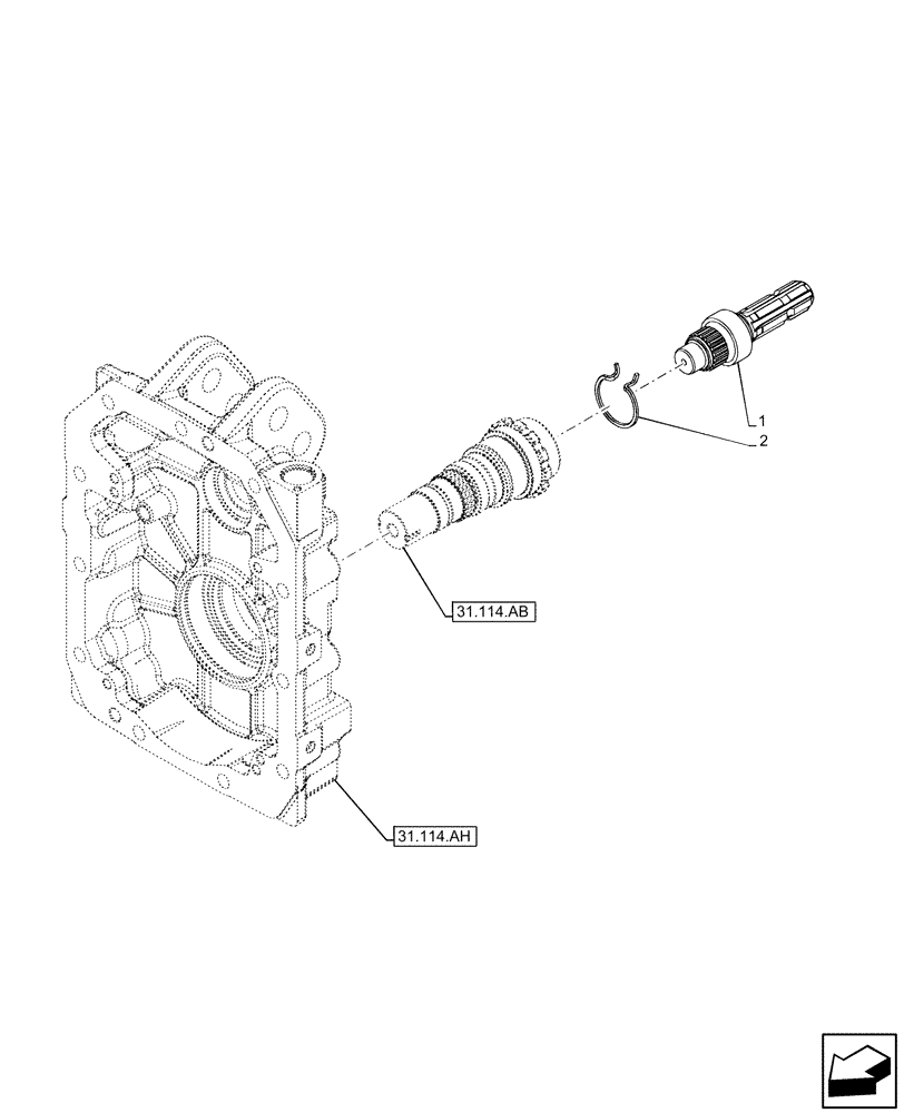 Схема запчастей Case IH MAXXUM 145 - (31.114.AF[03]) - VAR - 758440 - PTO, OUTPUT SHAFT (540/1000 RPM) (31) - IMPLEMENT POWER TAKE OFF