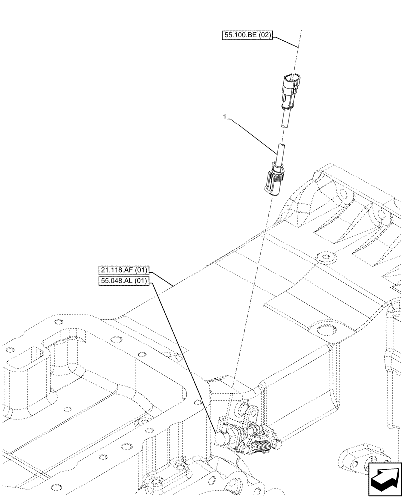 Схема запчастей Case IH MAXXUM 135 - (55.048.AL[02]) - VAR - 390801, 758436, 758437, 758440 - REAR PTO WARNING INDICATOR, HARNESS , GROUND SPEED (540/540E/1000 RPM) (55) - ELECTRICAL SYSTEMS