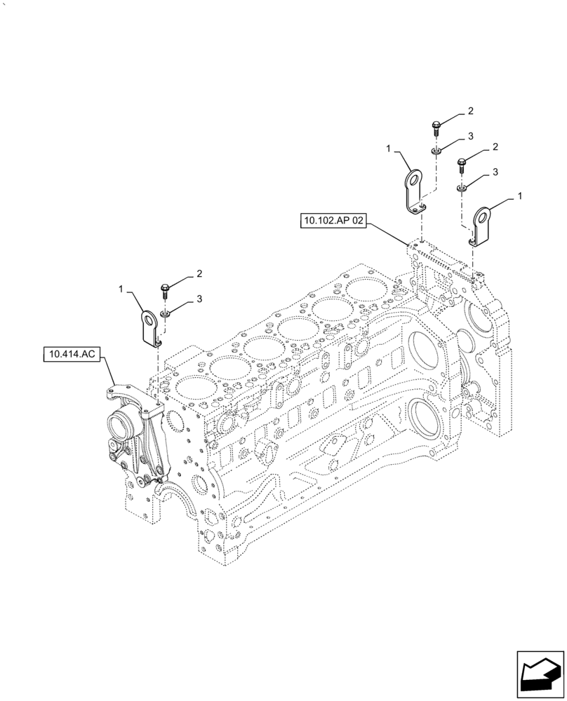 Схема запчастей Case IH PUMA2104 - (10.001.AK[01]) - ENGINE SUPPORT (10) - ENGINE