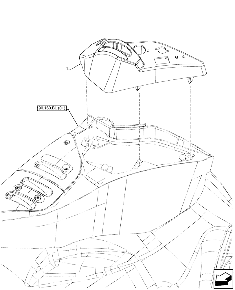 Схема запчастей Case IH MAXXUM 145 - (90.160.BY[01]) - VAR - 390801, 758437, 758436 - SIDE PANEL, COVER, PTO (90) - PLATFORM, CAB, BODYWORK AND DECALS