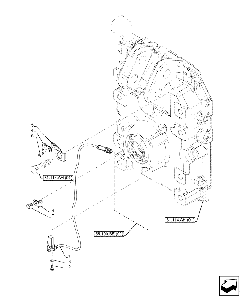 Схема запчастей Case IH MAXXUM 150 - (55.048.AI[03]) - VAR - 758440 - PTO, SPEEDOMETER (540/1000 RPM) (55) - ELECTRICAL SYSTEMS