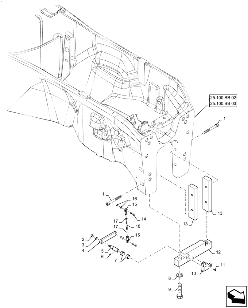 Схема запчастей Case IH MAGNUM 380 - (55.045.AE[01]) - SUSPENDED FRONT AXLE POSITION POTENTIOMETER (55) - ELECTRICAL SYSTEMS