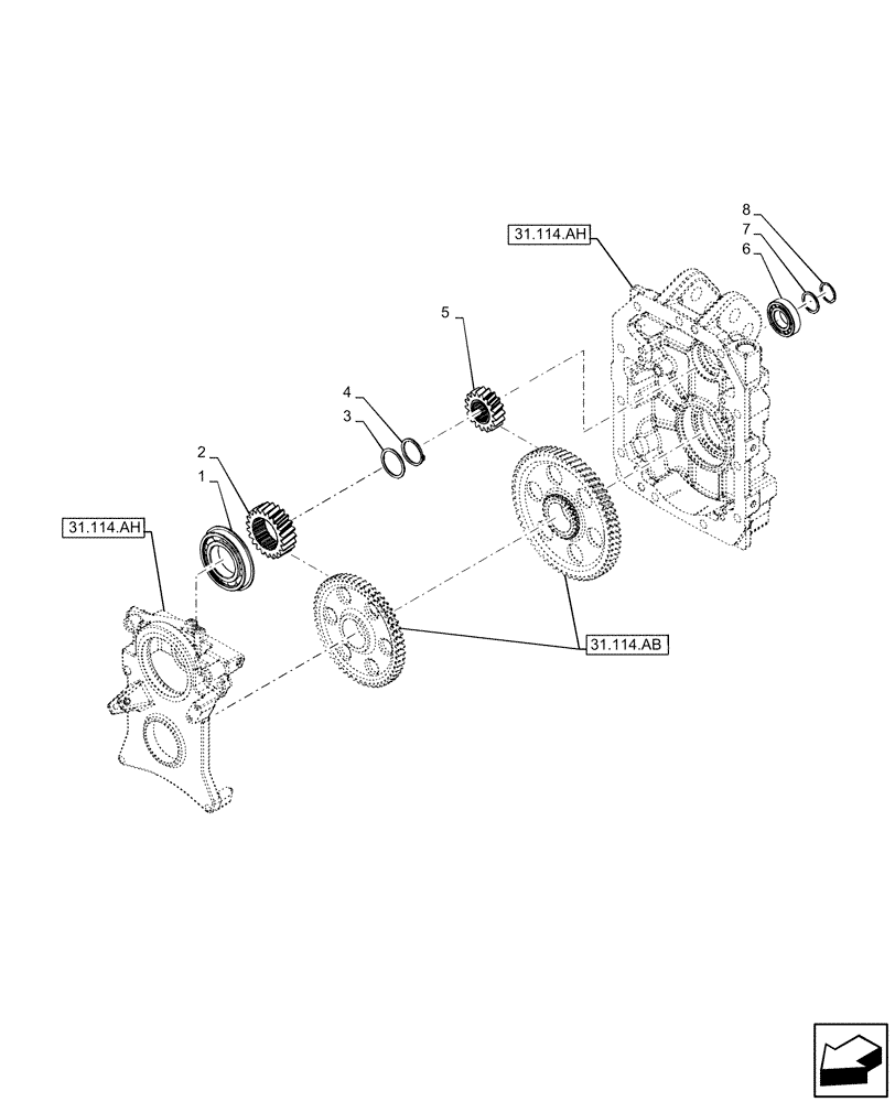 Схема запчастей Case IH MAXXUM 145 - (31.114.AD[02]) - VAR - 758440 - PTO, DRIVE SHAFT (540/1000 RPM) (31) - IMPLEMENT POWER TAKE OFF