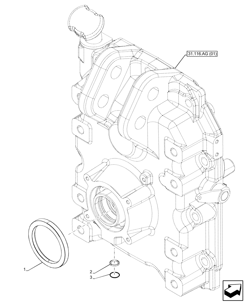 Схема запчастей Case IH MAXXUM 145 - (31.116.AG[03]) - VAR - 758421, 758426 - PTO 430/540E RPM, WATERPROOF, RUBBER SEAL (31) - IMPLEMENT POWER TAKE OFF