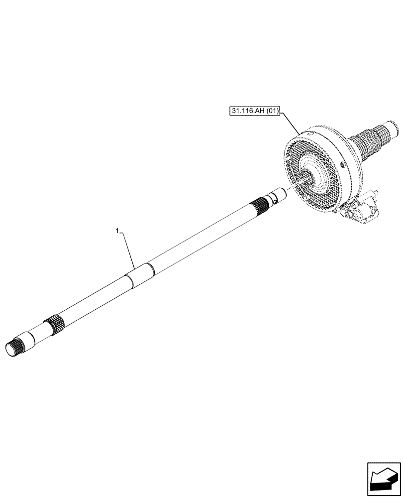 Схема запчастей Case IH MAXXUM 115 - (31.116.AC[03]) - VAR - 744740, 758439 - PTO, DRIVE SHAFT (PTO 540/540E/1000 RPM) (31) - IMPLEMENT POWER TAKE OFF