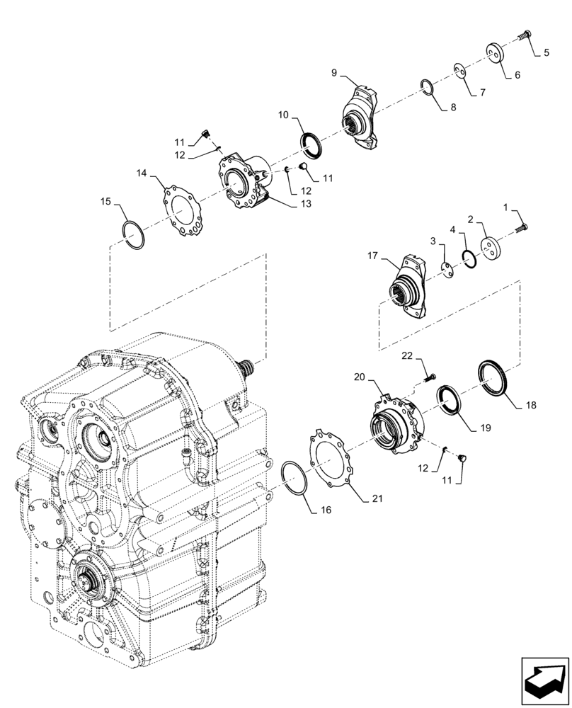 Схема запчастей Case IH QUADTRAC 500 - (21.113.AD[09]) - TRANSMISSION, FRONT YOKE, PS4, 8.5C, 500, ASN ZFF308001 (21) - TRANSMISSION