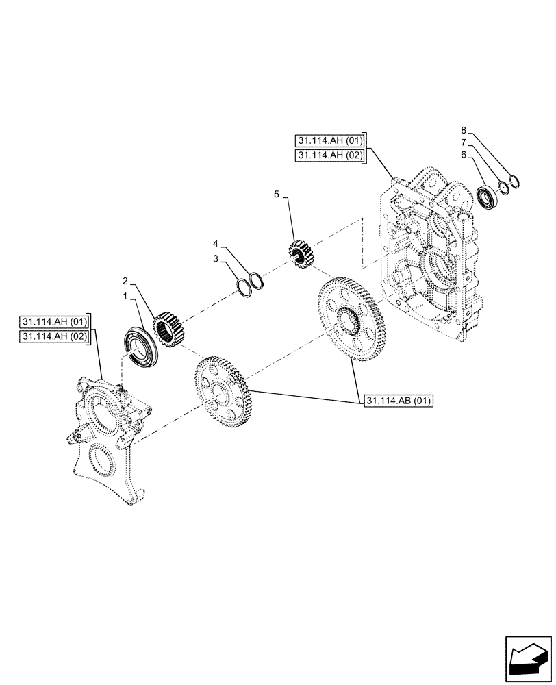 Схема запчастей Case IH MAXXUM 135 - (31.114.AD[02]) - VAR - 758440 - PTO, DRIVE SHAFT (540/1000 RPM) (31) - IMPLEMENT POWER TAKE OFF