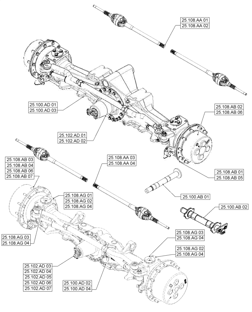 Схема запчастей Case IH MAGNUM 235 - (25.000.00) - PICTORIAL INDEX - FRONT AXLE SYSTEM (25) - FRONT AXLE SYSTEM