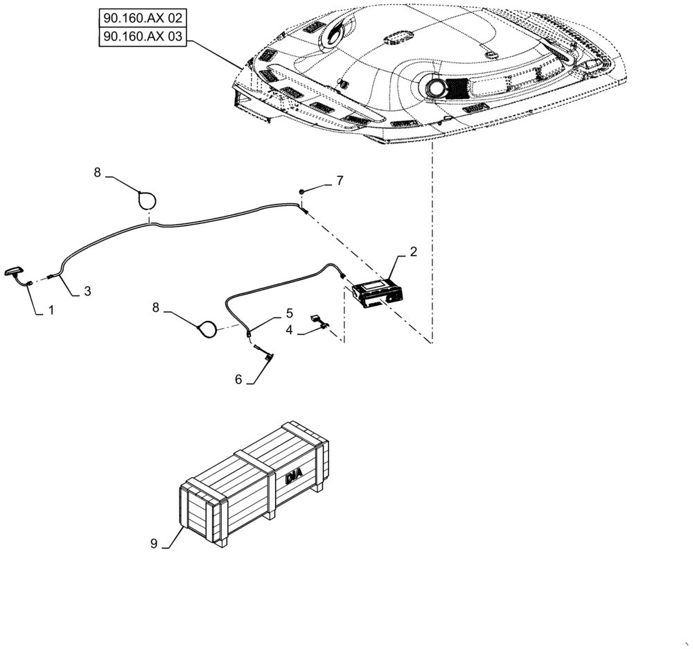 Схема запчастей Case IH WD1904 - (55.512.AA[04]) - SATELLITE RADIO & ANTENNA (55) - ELECTRICAL SYSTEMS