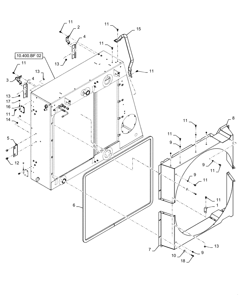 Схема запчастей Case IH 7140 - (10.400.BF[01]) - COOLER ASSY., BOX (10) - ENGINE